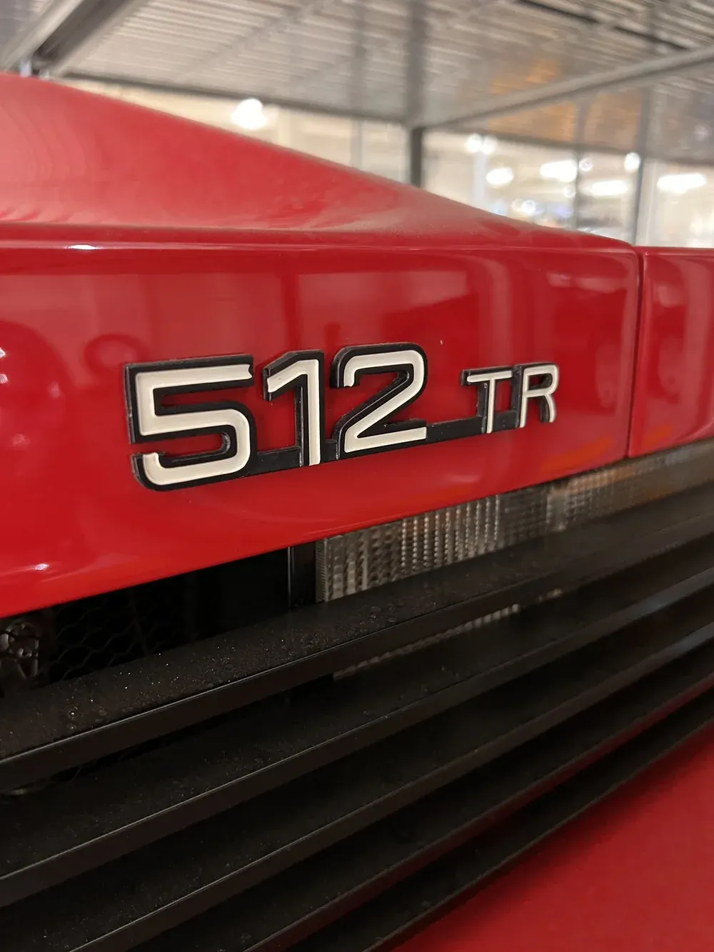 Ferrari 512 TR rear badge close up