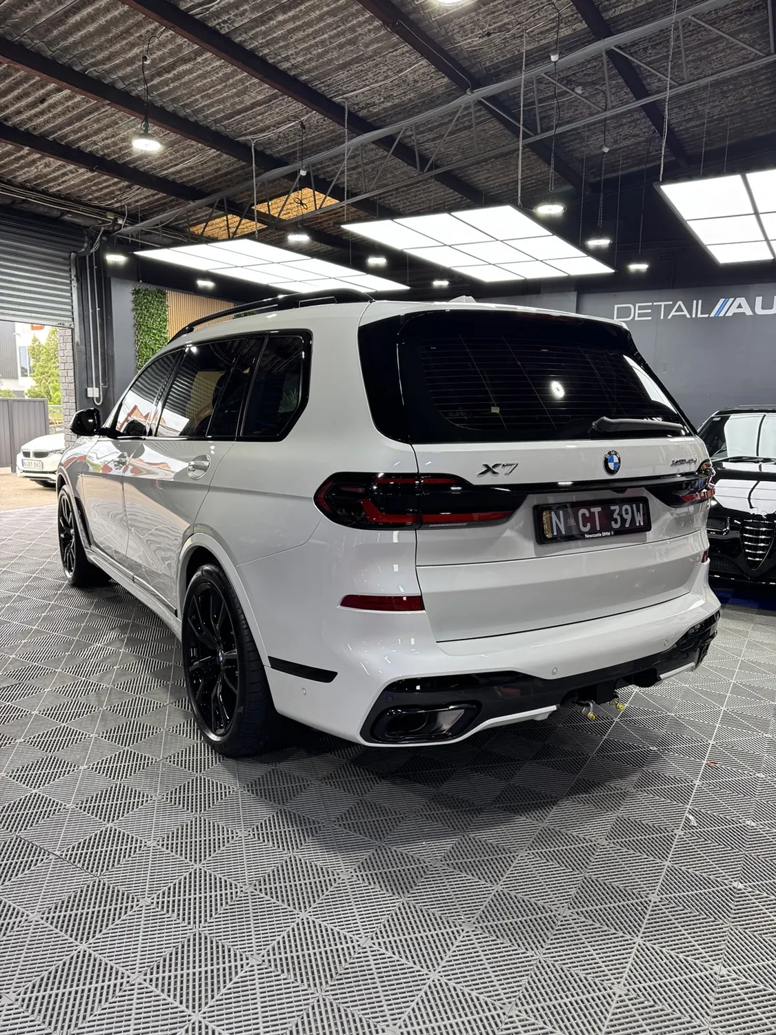 White BMW X7 in the studio