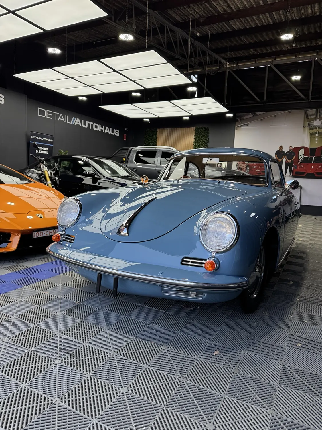 Blue Porsche 356 in the studio